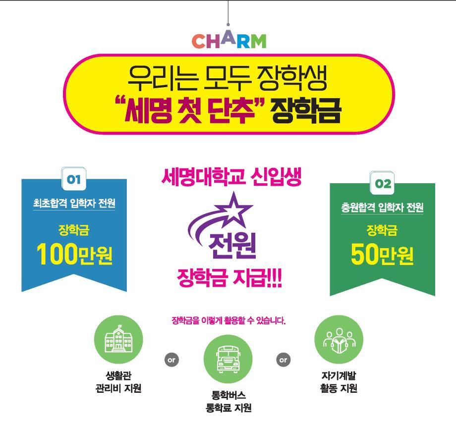 세명대, 2021학년도 신입생 전원에게 장학금 지급 결정(세명 첫 단추 장학금)